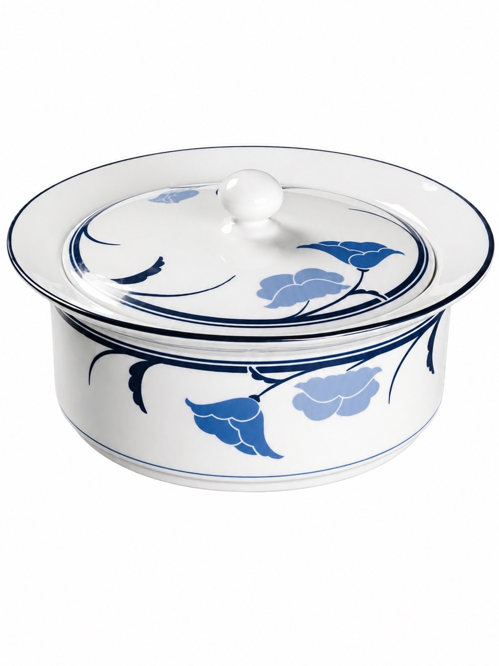 Dansk Tivoli “Belles Fleurs Blue” White 2 Qt Covered Casserole Dish 80s Floral